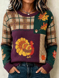 Women's Vintage Thanksgiving Long-Sleeve Top