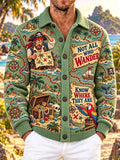 Not All Who Wander Pirate Treasure Map Men's Knit Cardigan