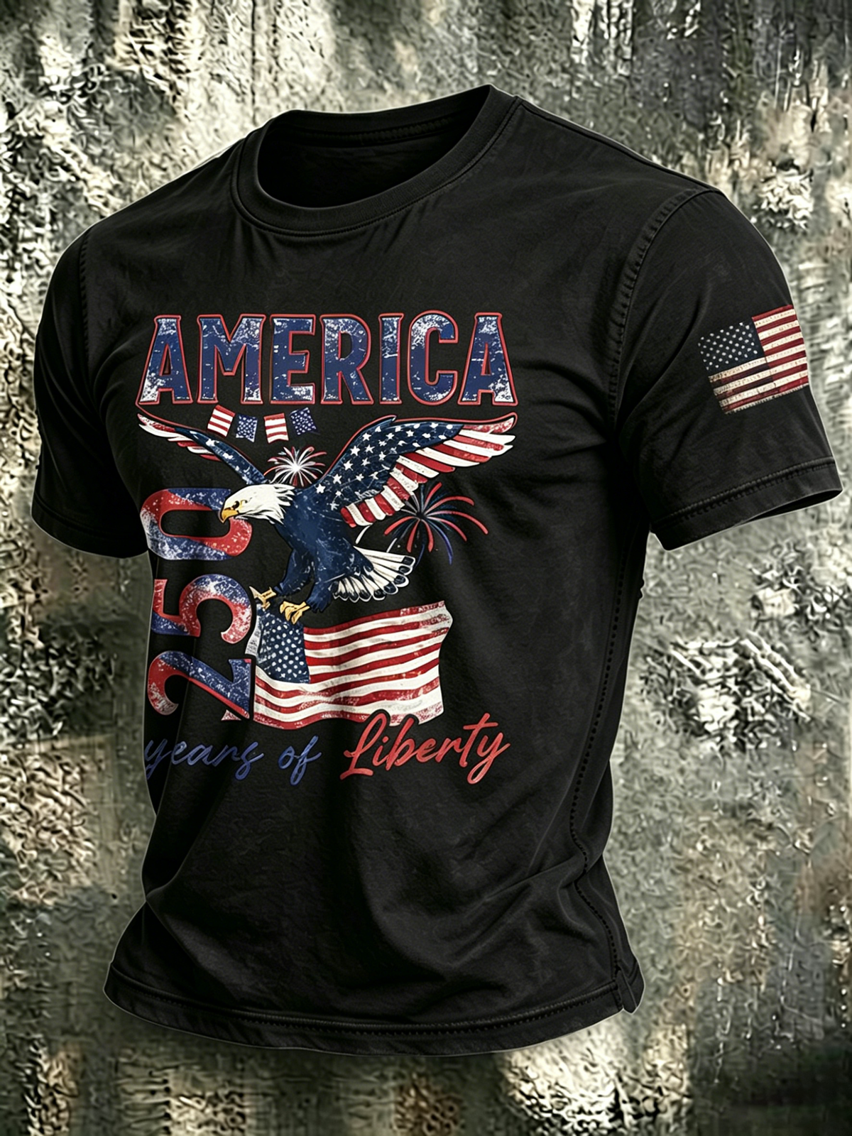 250Th Anniversary Bald Eagle Washed Round Neck T-Shirt From The United States