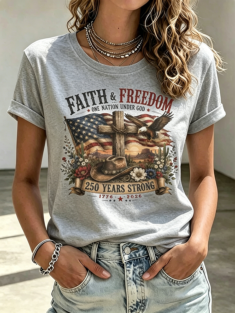 250Th Anniversary Commemorative Faith Printed Round Neck Top In The United States