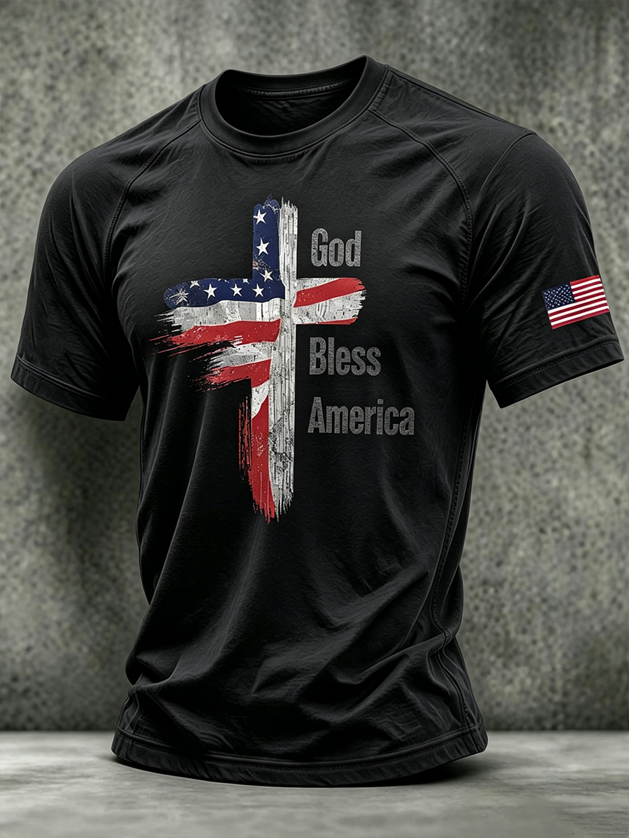 Men's Retro American Jesus Printed T-shirt