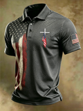 250Th Anniversary American Gradient Flower Faith Commemorative Printed Polo Shirt