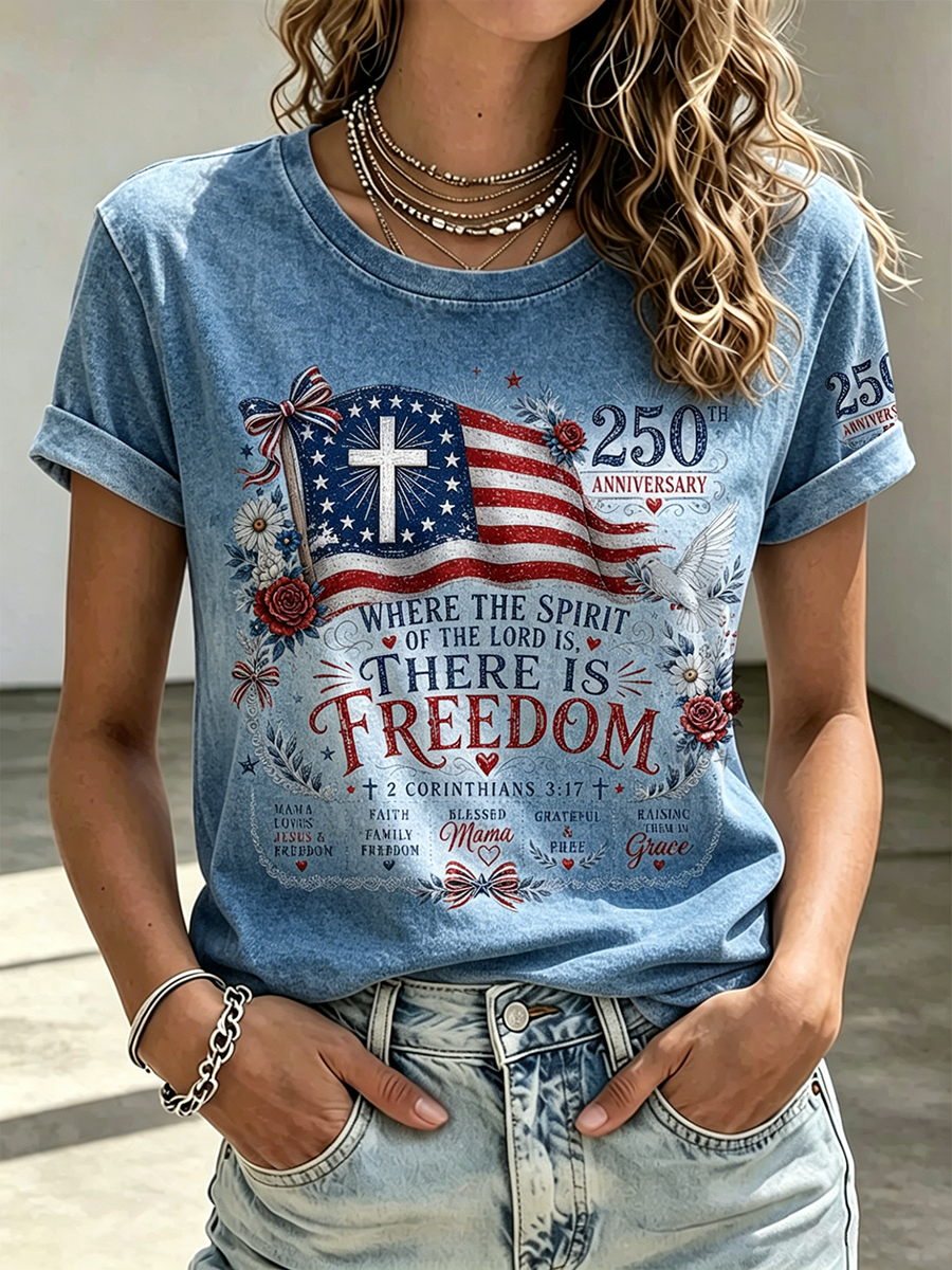250Th Anniversary Faith Commemorative Printed Round Neck Top In The United States