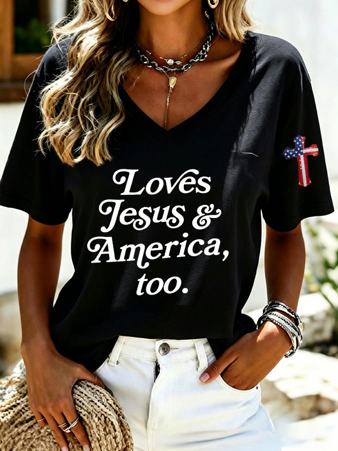 Women'S Faith Patriotic Printed Casual T-Shirt