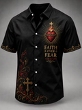 Religious Belief Jesus Cross Print Lapel Top