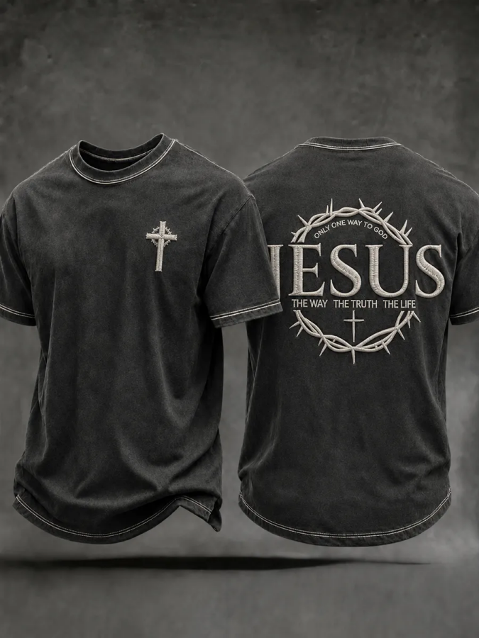 Men'S Christian Jesus The Way The Truth The Life Cross Short Sleeve T-Shirt