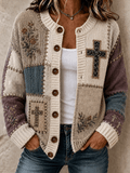 Women's Casual Printed Knit Cardigan