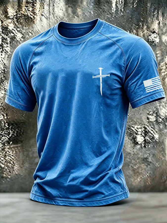 Men's Retro Faith Print Short-Sleeve T-Shirt