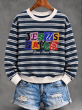 Women's Christian Jesus Stripe Regular Sweatshirt