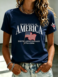 Women'S America Flag Printed Casual T-Shirt