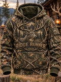 Retro Hunting Culture Print Casual Hoodie