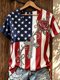 Women's Independence Day Casual Printed Short-Sleeve T-shirt