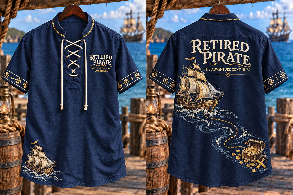 Retired Pirate Sailing Treasure Men's Nautical Shirt