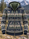 Women's Retro Hunting Culture Art Print Casual Zip-Up Hoodie