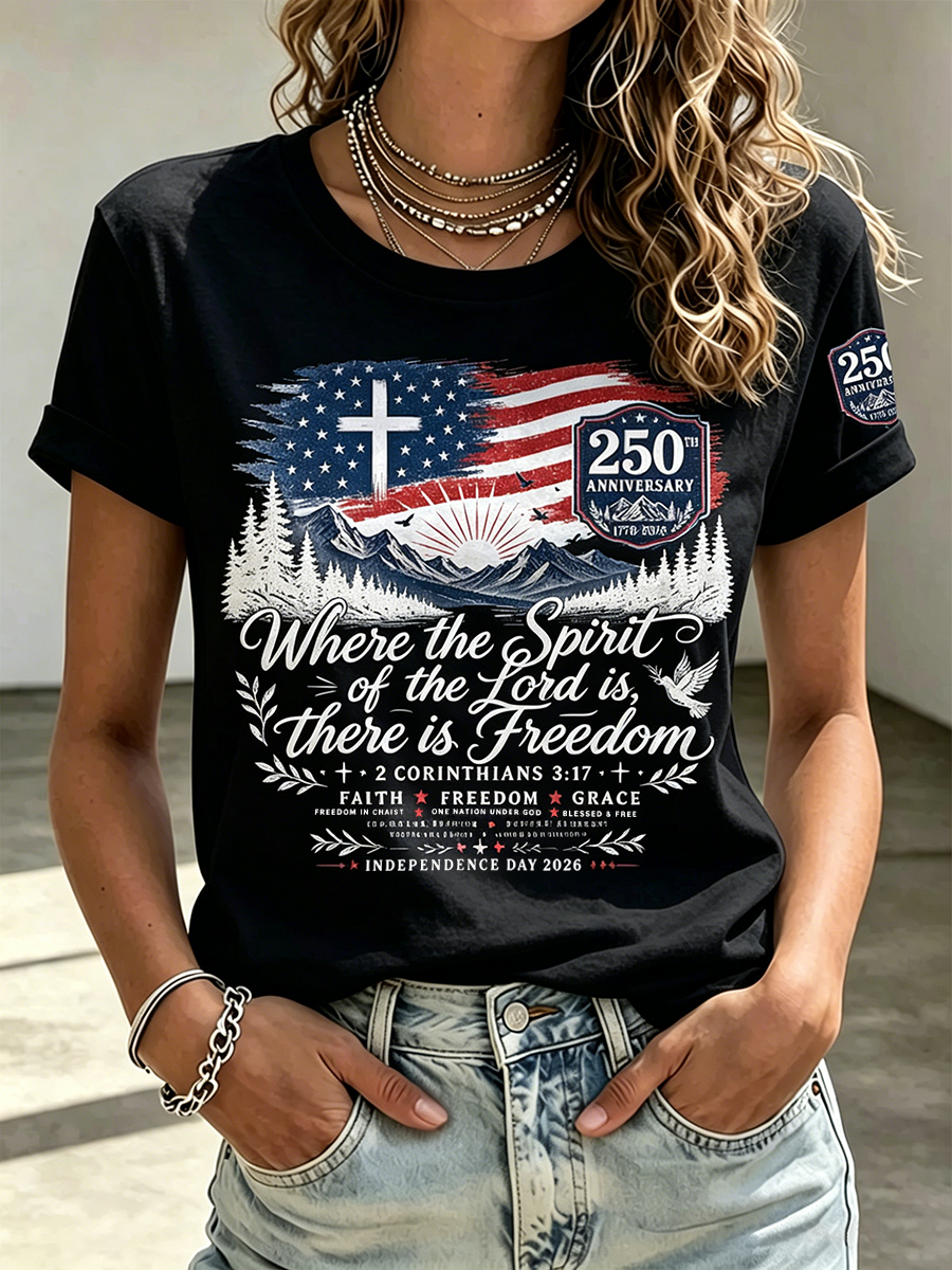 250Th Anniversary Faith Commemorative Printed Round Neck Top In The United States