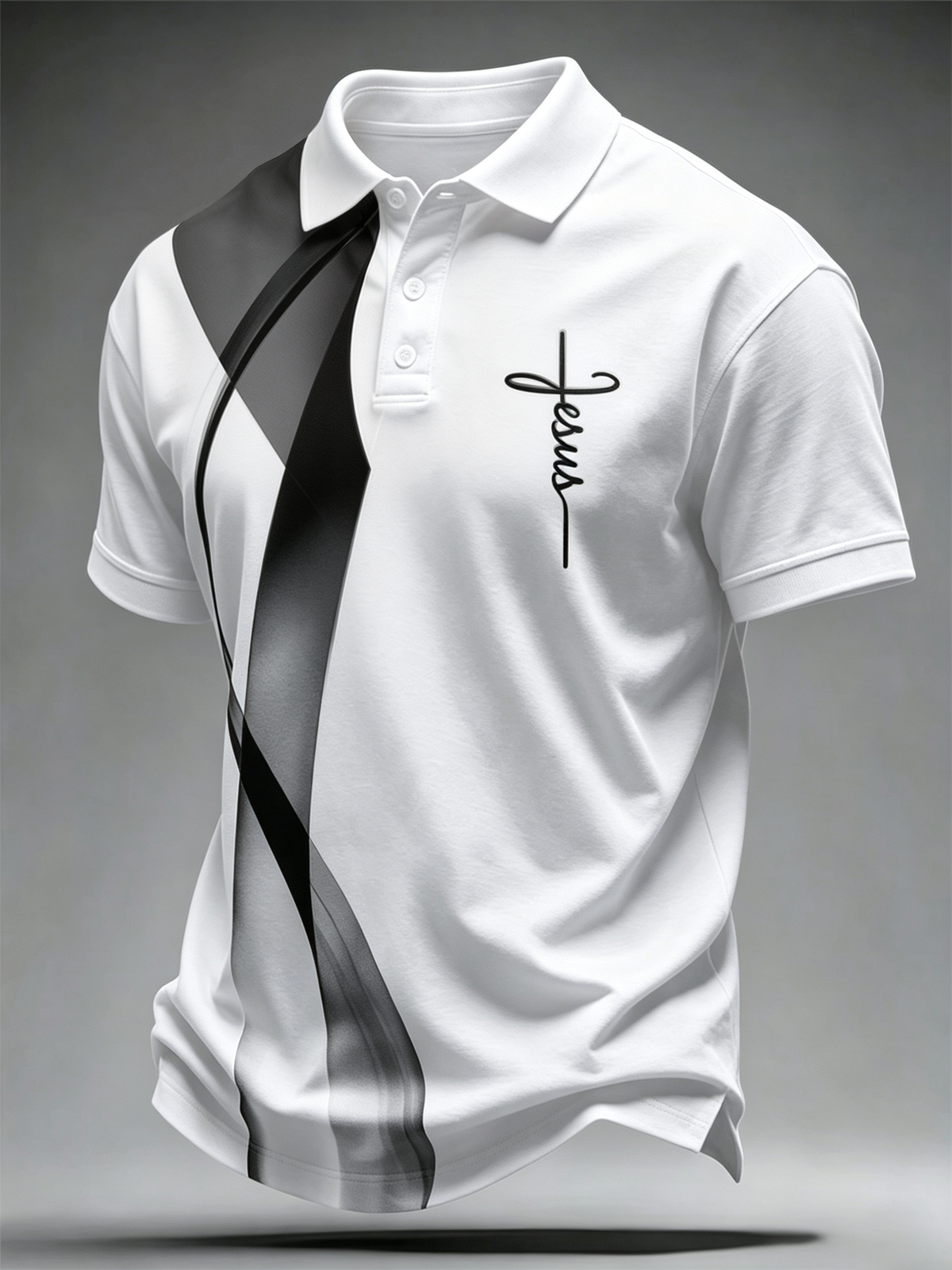 Men'S Faith Cross Commemorative Printed Polo Shirt