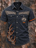 🦌 "Deer Antler" Men's Short Sleeve Button-Up Shirt