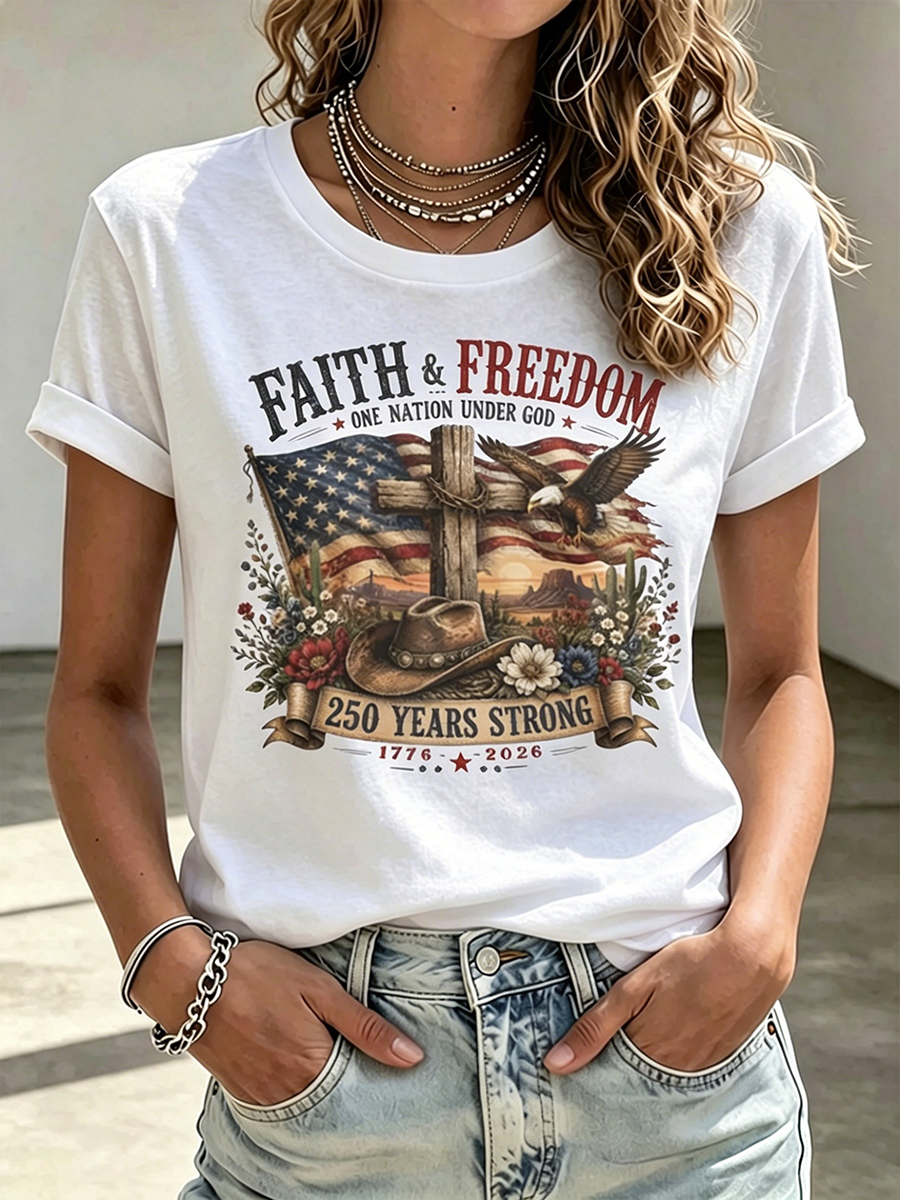 250Th Anniversary Commemorative Faith Printed Round Neck Top In The United States