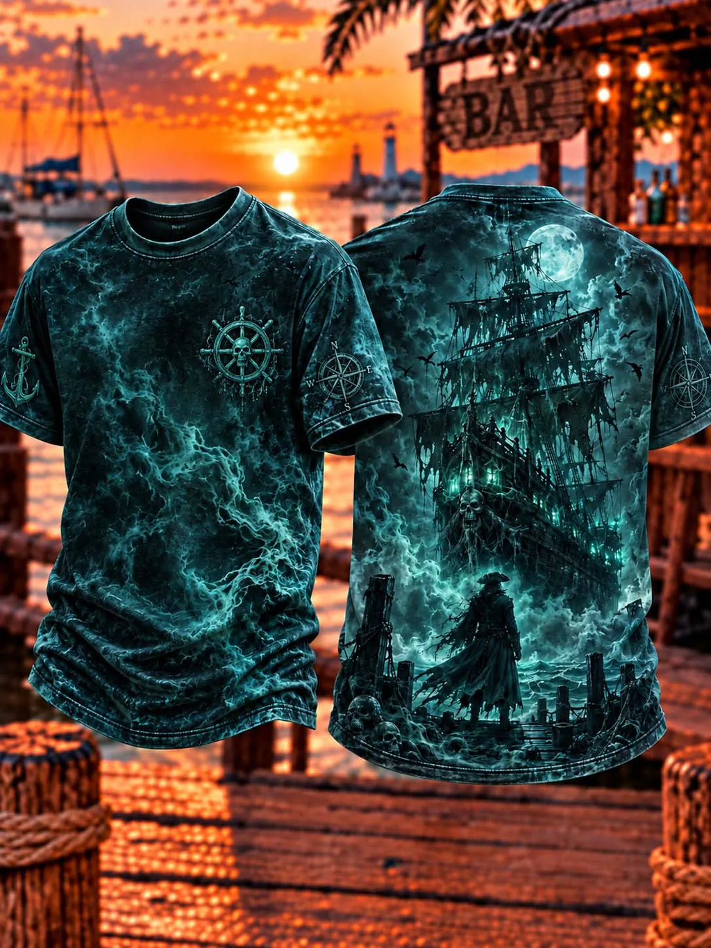 🌙 Nightmare Captain on Ghost Ship T-Shirt