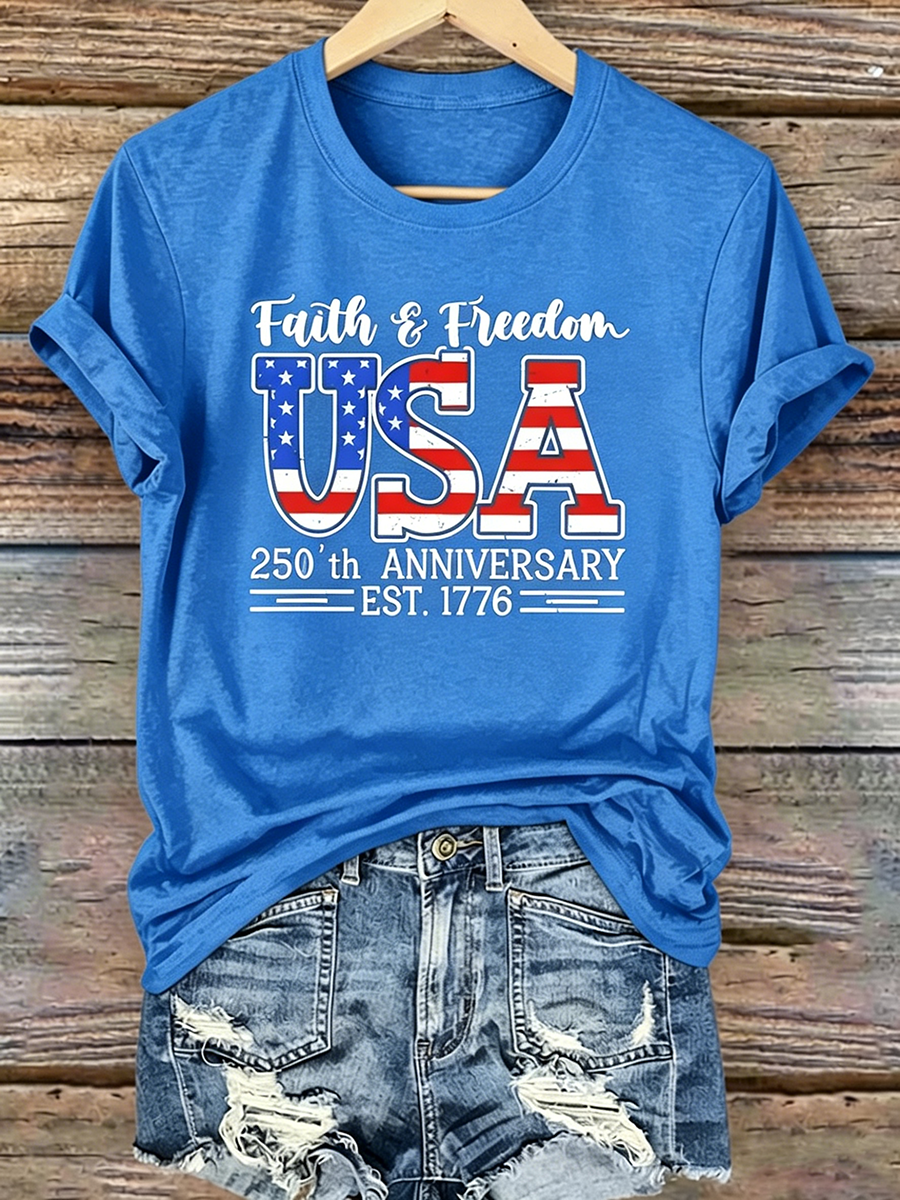 250Th Anniversary Commemorative Faith Printed Round Neck Top In The United States