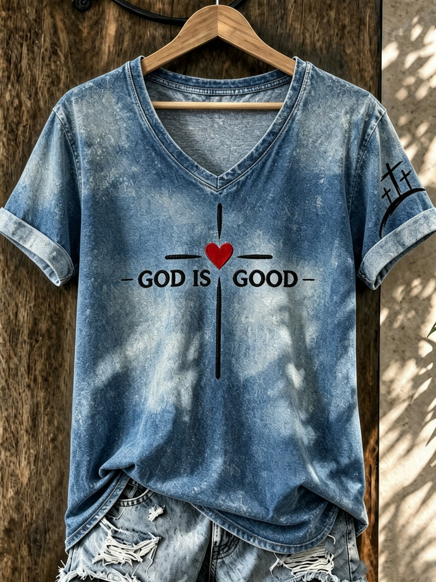 God Is Good Print Women's Casual T-Shirt