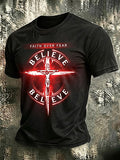 Men's Casual American Combined With Jesus Letter Short Sleeved T-Shirt