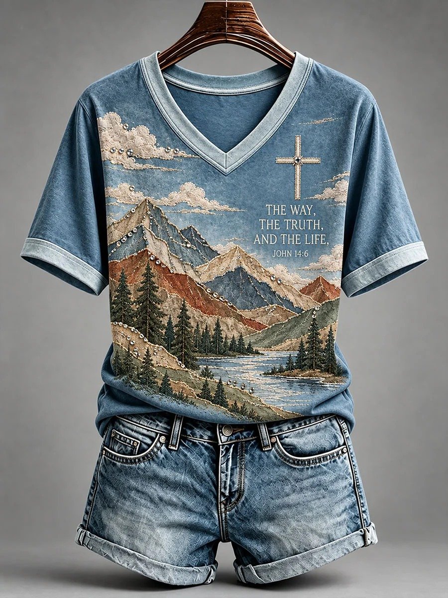 Women's Faith Cross-Print Top