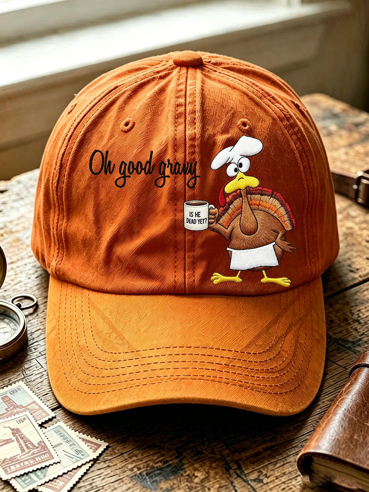 Unisex Retro Oh Good Gravy! Is He Dead Yet ? DTF Printed Hat