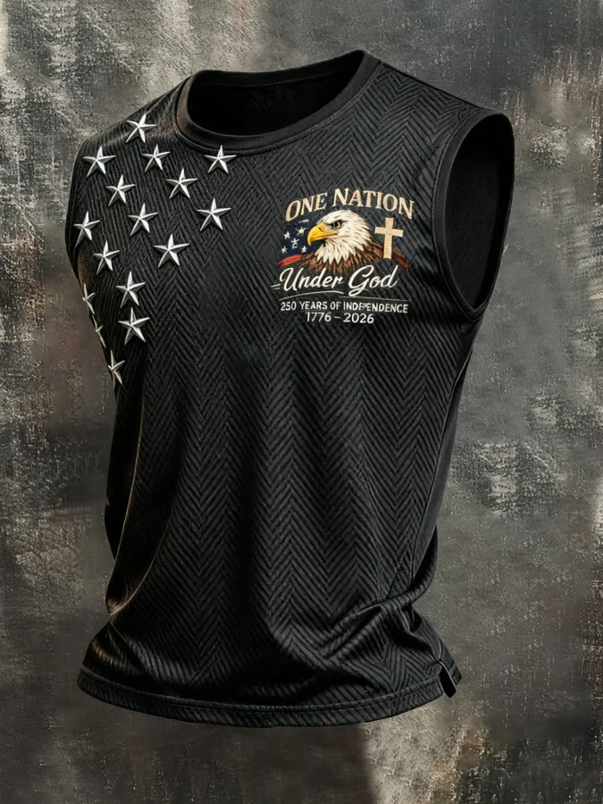 Men's Retro Independence Day Patriot Crew Neck Tank Top