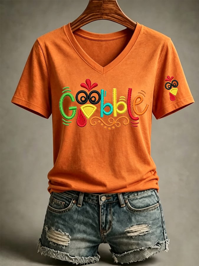 Women's Thanksgiving Print T-Shirt