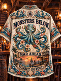Men’s Vintage  "MONSTERS BELOW, BAR AHEAD, SUNSET BEYOND " Old Salt Printed Short Sleeve Shirt