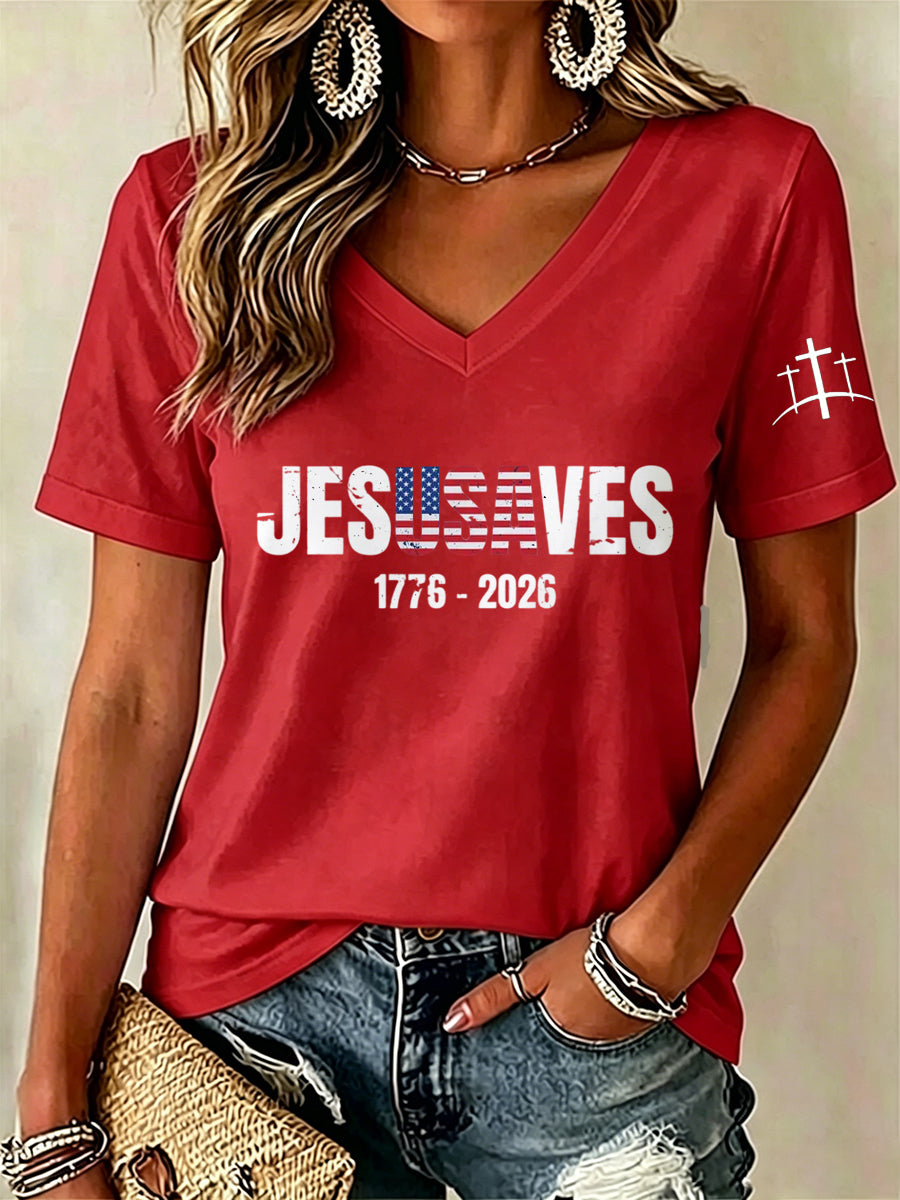 Women'S Jesus Saves Print Printed T-Shirt