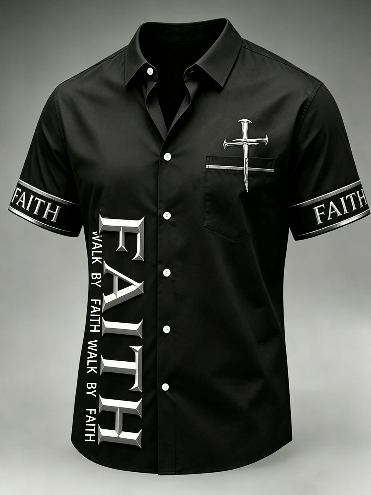 Men's Faith Cross Printed Casual Shirt