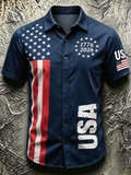 Men'S Patriotic Printed Casual Shirt From The United States