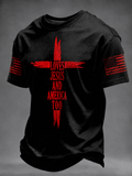 Men'S Loves Jesus And America Too Printed Casual T-Shirt