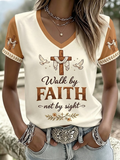 Women's American Faith Theme Printed T-shirt