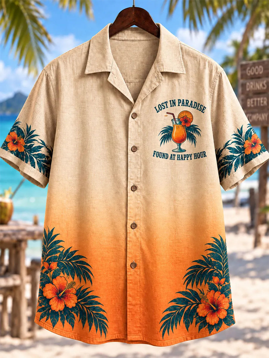 Lost in Paradise, Found at Happy Hour Skeleton Pirate Vacation Shirt