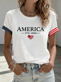 Women'S Patriotic Printed Casual T-Shirt From The United States