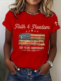 Women'S Faith Freedom Printed Casual T-Shirt