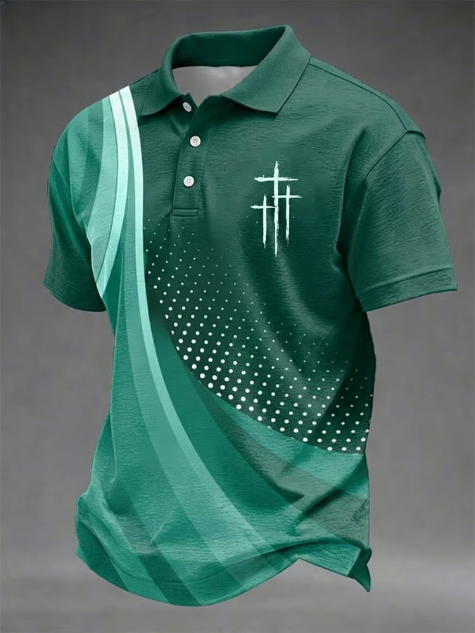 Men's Faith Printed Casual Art Line Collar Knitted Top