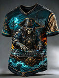 Men's Captain Skull Pirate DJ Art Print T-Shirt