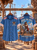 Men’s Pirate Skeleton Baseball Short Sleeve Shirt