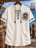Men’s Pirate Bar Theme Lace-Up Short Sleeve Shirt