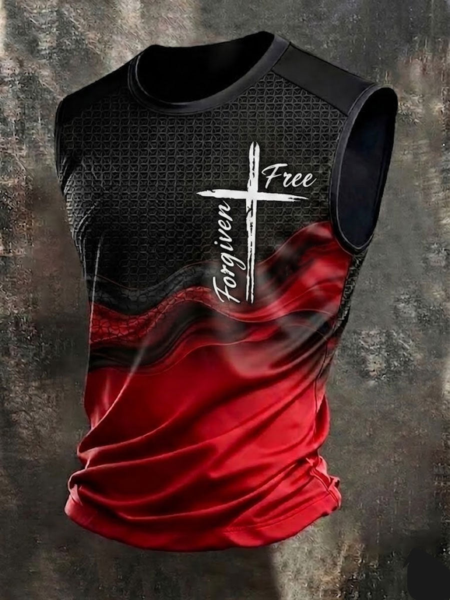 Men'S Christian Faith Cross Pattern Sleeveless Tank Top