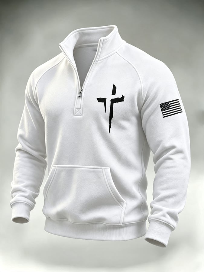 Men's Retro Faith Cross-Print Sweatshirt