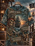 Men’s Lost at Sea Found at the Bar Sunset Pirate Graphic Pocket T-Shirt