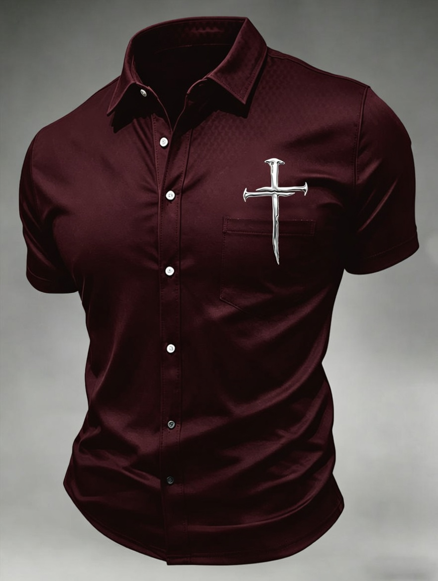 Men's Faith Cross Printed Casual Shirt