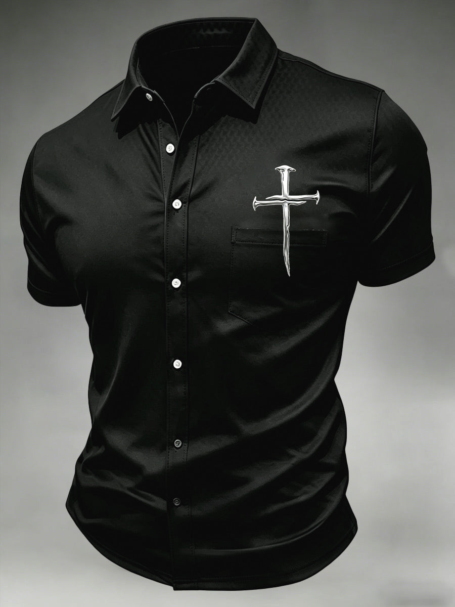 Men's Faith Cross Printed Casual Shirt
