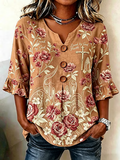 Women'S Casual Faith & Floral Print Top