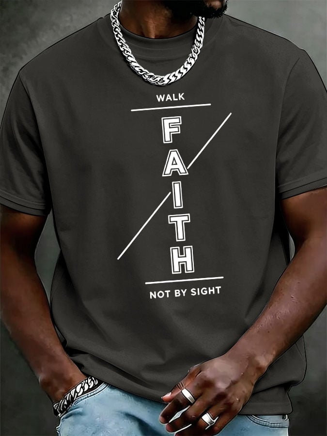 Men'S Casual Short-Sleeve T-Shirt With "Faith" Print